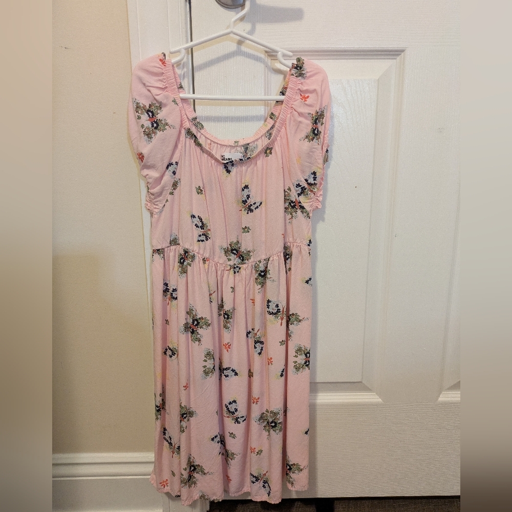 Floral Pink Kids Dress, Girls Large